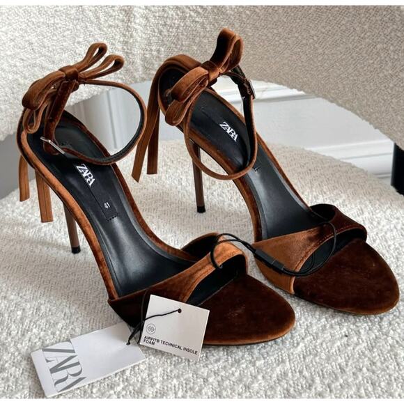 ZARA Ochre Bow Heels 🤎✨ NWT | Sizes 9 • 10 - Picture 5 of 16